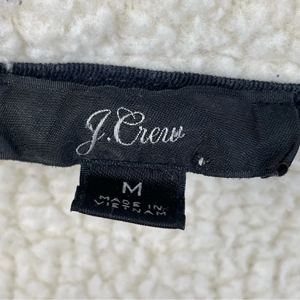 J.Crew Size M 1/4 Zip Jacket Fleece Bright Ivory Pockets Sherpa Cozy Layer Cabin
